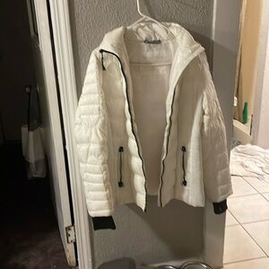 Nautical water resistant, hooded ( removable) white with black accents